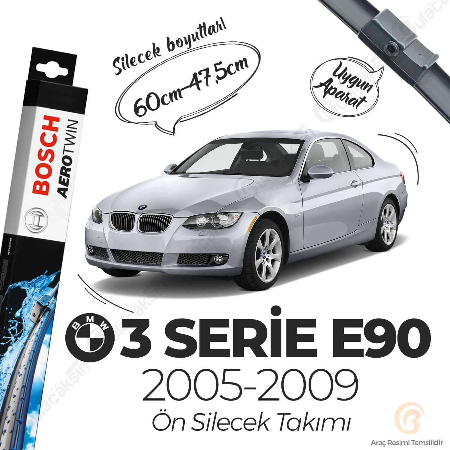 Bosch Aerotwin Muz Silecek Takımı Bmw E90 2005-2009 ile uyumlu