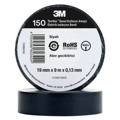 3M TEMFLEX 1300E ELEKTRİK BANTI İZOLE BANT 10 ADET