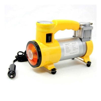 Niken Metal Gövdeli Sarı Işıklı Mini Oto Araç Hava Kompresörü 12V
