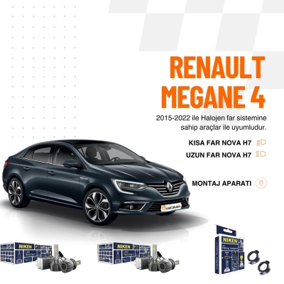 Niken Nova Serisi Renault Megane 4 ile uyumlu Kısa+Uzun Led Xenon Seti