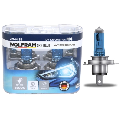 Wolfram H4 Ampul Sky Blue Beyaz Işık 12V 100/90W